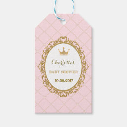 Pink Crown Princess Baby Shower Favor Gift Tag