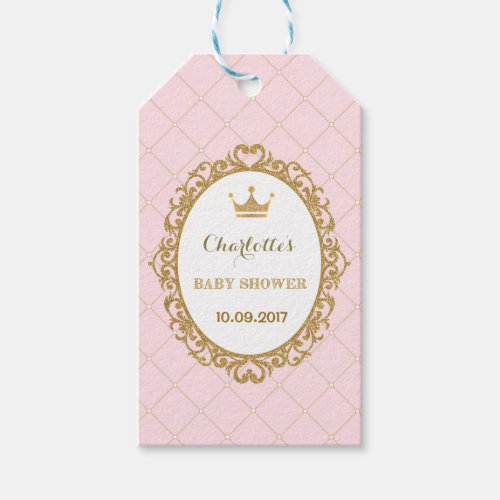 Pink Crown Princess Baby Shower Favor Gift Tag