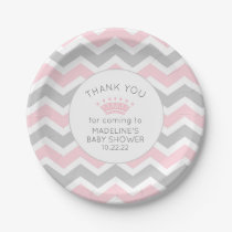 Pink Crown Princess Baby Shower paper plates