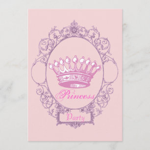 Pink Crown Princess Birthday Party invitation