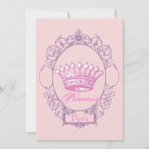 Pink Crown Princess Birthday Party invitation