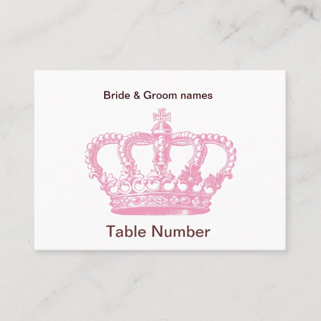 Pink Crown Reception Place cards (Front)