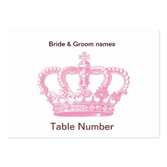 Pink Crown Reception Place cards Business Card