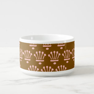 Pink Crowns Brown Bowl