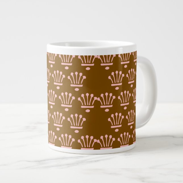 Pink Crowns Brown     Giant Coffee Mug (Front Right)