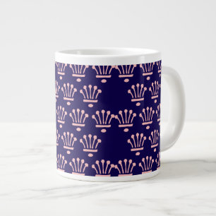 Pink Crowns Dk Blue Giant Coffee Mug
