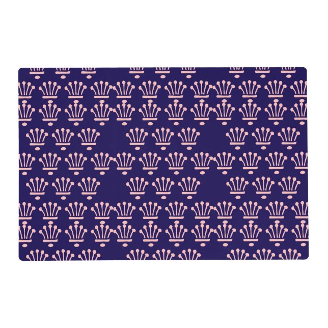 Pink Crowns Dk Blue     Placemat (Front)