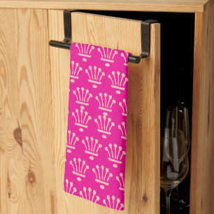 Pink Crowns Hot  Pink      Kitchen Towel
