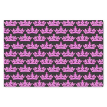 Pink Crowns Pattern Black Tissue Paper by LouiseBDesigns at Zazzle