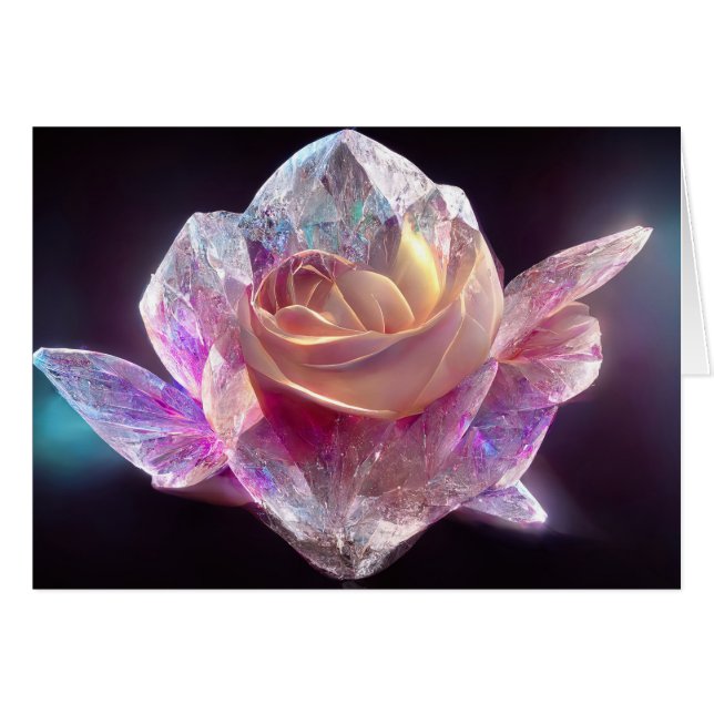 Pink Crystal Flower Cards (Front Horizontal)