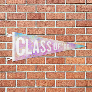 Pink Crystal Graduation Class Of 2026 Custom Year Pennant Flag