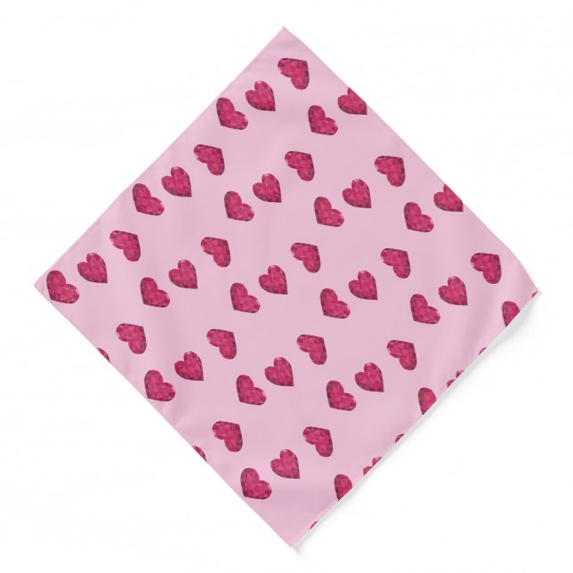 Pink crystal hearts pattern bandana (Front)