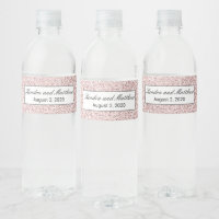 Pink Crystal Ice Glitter Texture Water Bottle Label