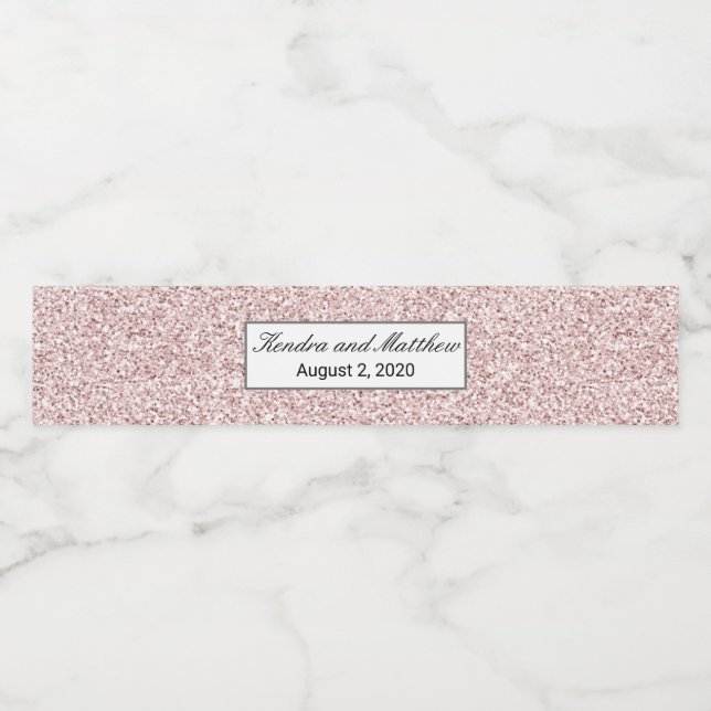 Pink Crystal Ice Glitter Texture Water Bottle Label (Single Label)