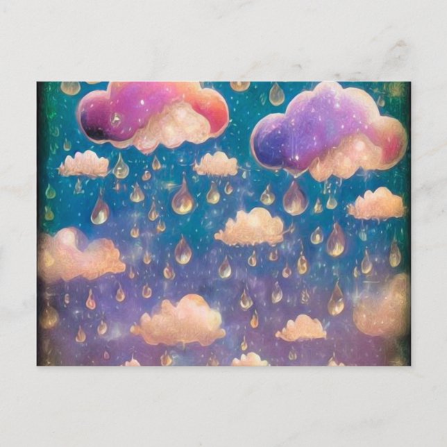 Pink Crystal Rain Clouds Postcard (Front)