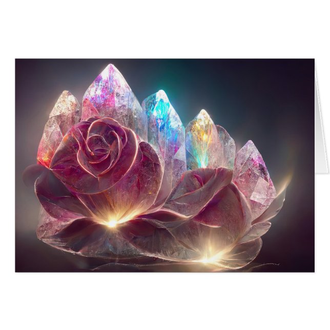 Pink Crystal Rose Cards (Front Horizontal)