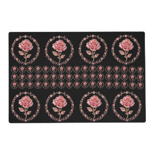 Pink Crystal Rose Diamond Wreath Art Placemat
