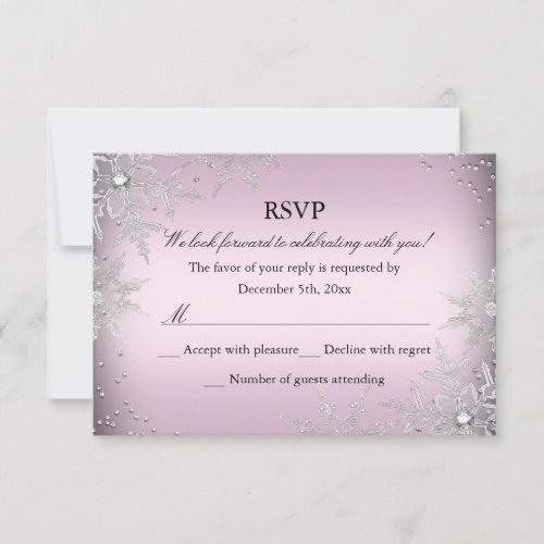 Pink Crystal Snowflake Christmas Party RSVP