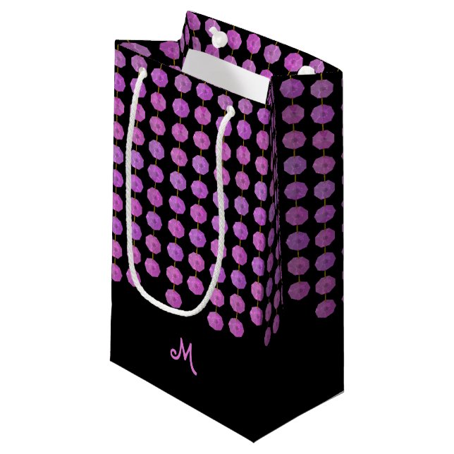 Pink Crystal Strands Monogram Gift Bag (Front Angled)