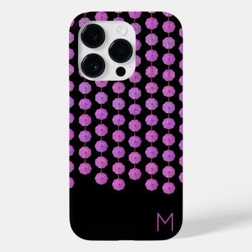 Pink Crystal Strands Monogram Phone Case