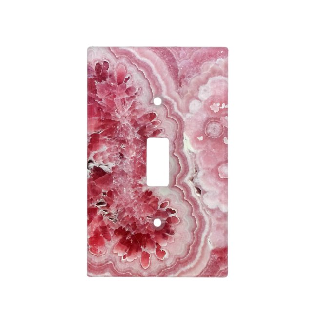 Pink Crystals Geode Light Switch Cover (Front)