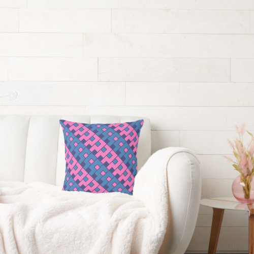 Pink Cubic Abstract Throw Pillow