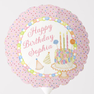 Pink Cue the Confetti Birthday Party Dessert Balloon