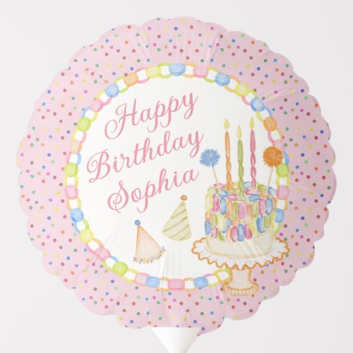 Pink Cue the Confetti Birthday Party Dessert Balloon
