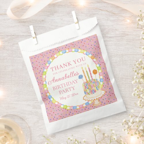 Pink Cue the Confetti Birthday Party Dessert Favor Bag