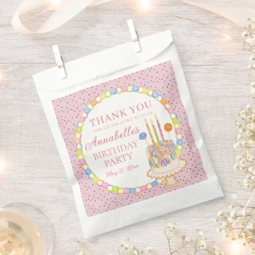 Pink Cue the Confetti Birthday Party Dessert Favor Bag