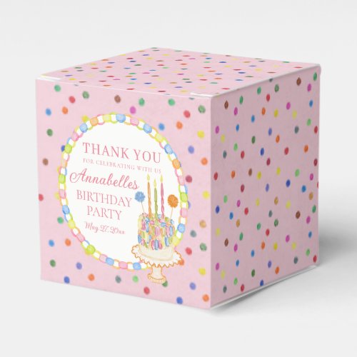 Pink Cue the Confetti Birthday Party Dessert Favor Boxes
