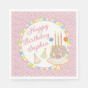 Pink Cue the Confetti Birthday Party Dessert Napkins