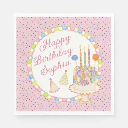 Pink Cue the Confetti Birthday Party Dessert Napkins