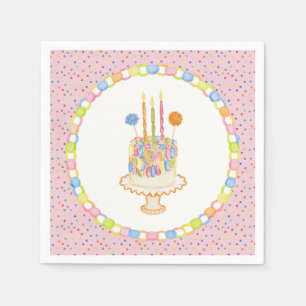 Pink Cue the Confetti Birthday Party Dessert Napkins