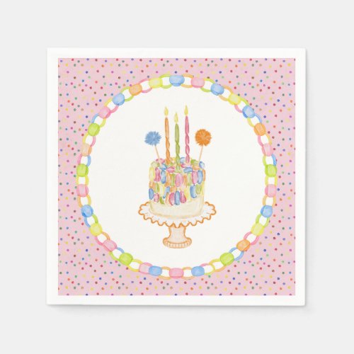 Pink Cue the Confetti Birthday Party Dessert Napkins