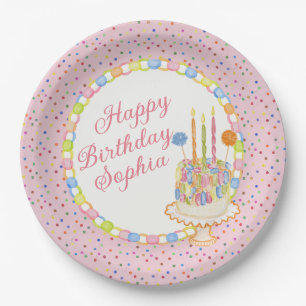 Pink Cue the Confetti Birthday Party Dessert Paper Plates