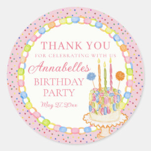Pink Cue the Confetti Birthday Party Favor Classic Round Sticker
