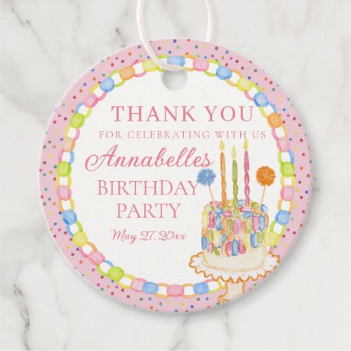 Pink Cue the Confetti Birthday Party Favor Tags