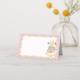 Pink Cue the Confetti Birthday Party Place Card 