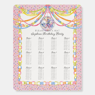 Pink Cue the Confetti Birthday Party Seating Chart Foam Board