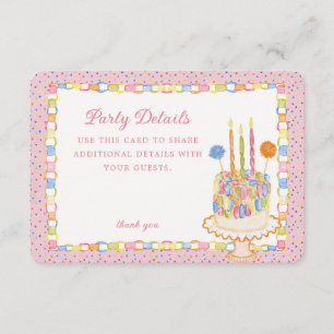 Pink Cue the Confetti Paper Chain Birthday Details Enclosure Card
