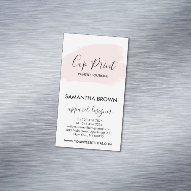 Pink Cup Handmade Business Card Magnet (In Situ)