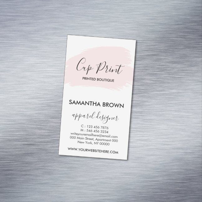 Pink Cup Handmade Business Card Magnet