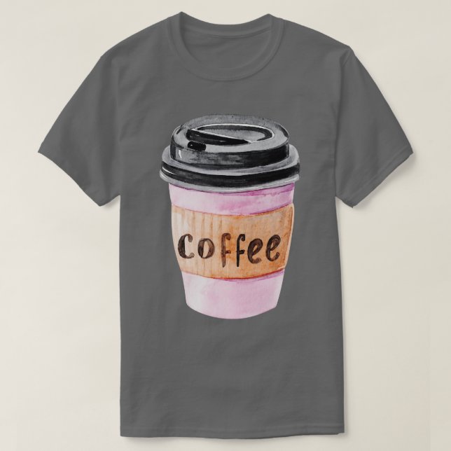 Pink cup of coffee T-Shirt (Design Front)