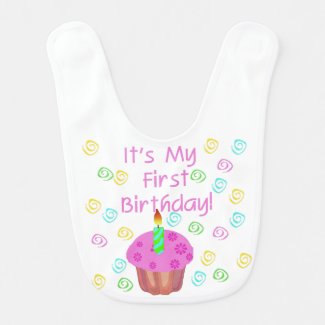 Pink Cupcake 1st Birthday Bib