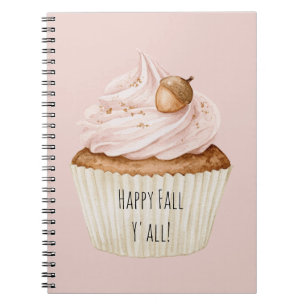 Pink Cupcake Acorn Notebook