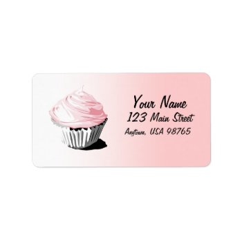 Pink Cupcake Address Label by styleuniversal at Zazzle