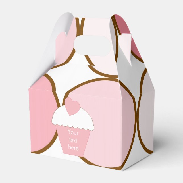 Pink Cupcake and Dots Favor Boxes (Front Side)