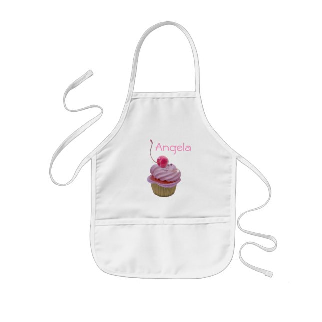 Pink Cupcake and Hearts Kids' Apron (Front)