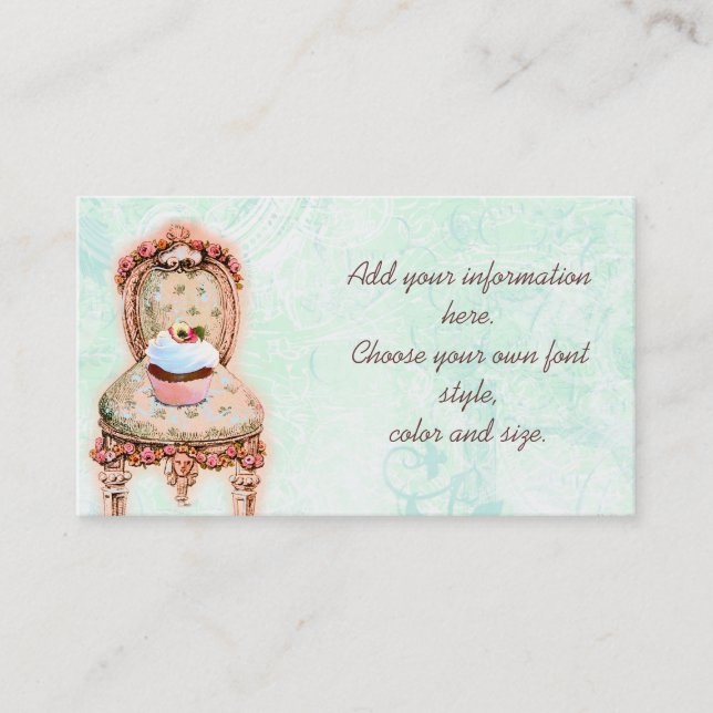 Pink Cupcake and Roses Business Profile Cards (Front)